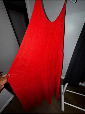 Red V-Neck Sleeveless Women's Dress